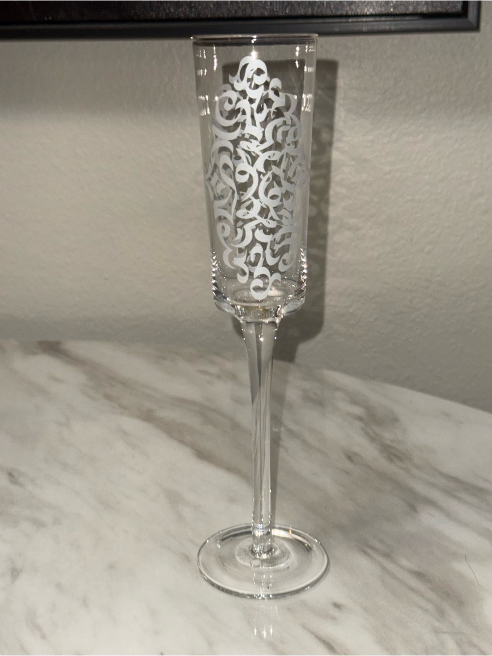 Baccarat Crystal Leillah etched champagne flute detailed floral motif